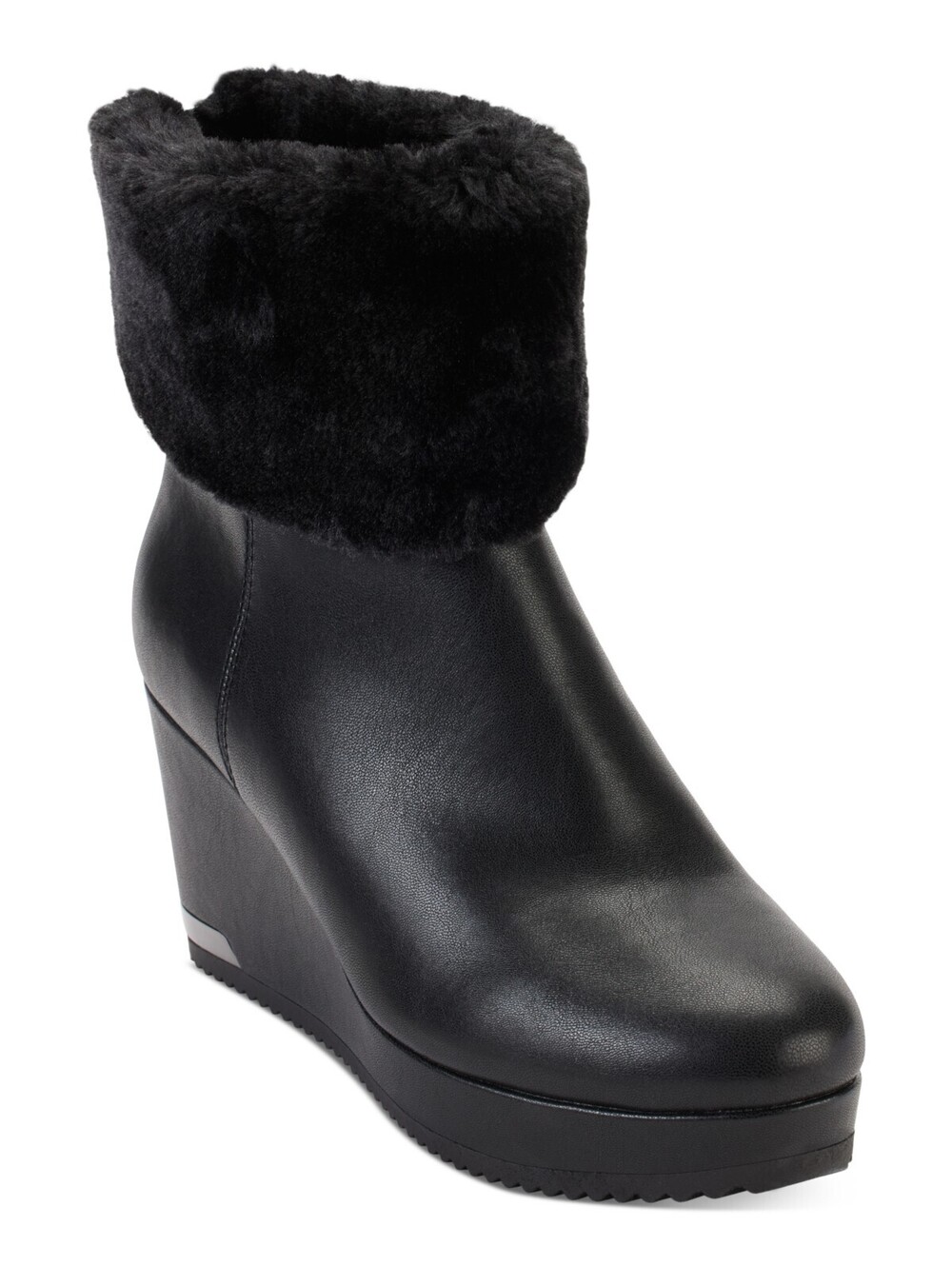 Dkny Nadra Wedge Shoes Boots - Black Smooth 10
